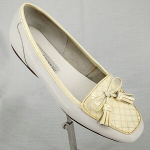 Enzo Angiolini Shoes Womens 5.5 Leather Loafers Gray Beige Lizzia Flats Slip On